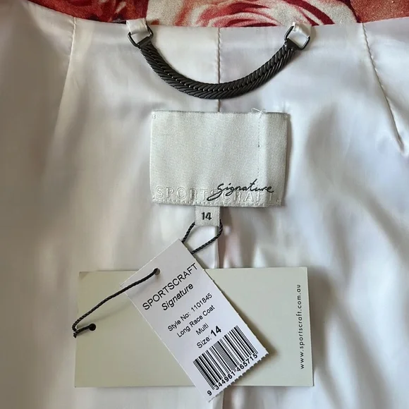 SPORTSCRAFT Signature. Maroon Roses Print Long Coat, Pockets, Brand New - Picture 6 of 7